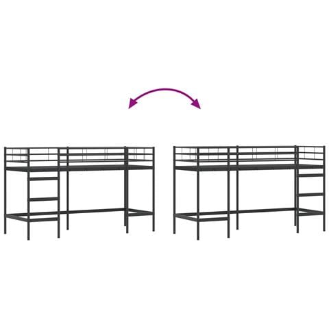 Struttura del letto loft per bambini Nero 90 x 190 cm Acciaio - Foto 9