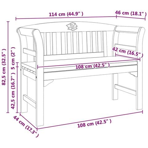 Panchina Rosa con cuscino Naturale 114 x 46 x 82,5 cm - Foto 9