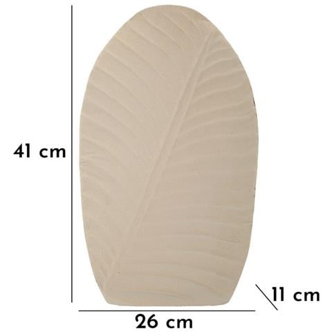 Vaso Dune Tall Medio In Metallo Crema Con Decoro A Foglia - Foto 7