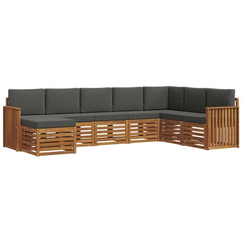 Set divani 8 pcs Naturale e Antracite Legno di Acacia Massello - Foto 1
