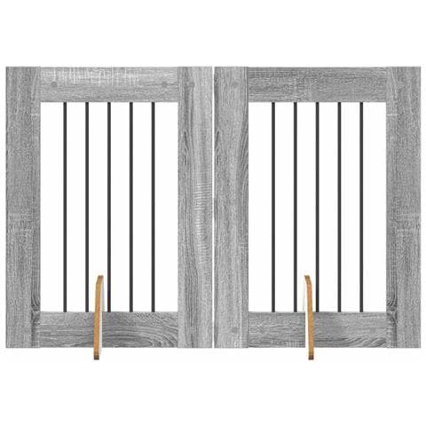 Cancello per cani con supporti 2 pcs Grigio Sonoma 60 x 80 cm - Foto 1