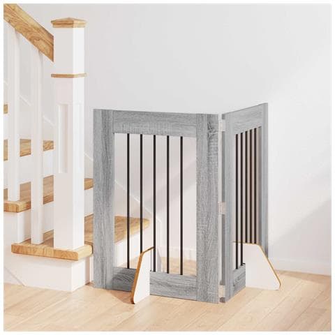 Cancello per cani con supporti 2 pcs Grigio Sonoma 60 x 80 cm - Foto 2