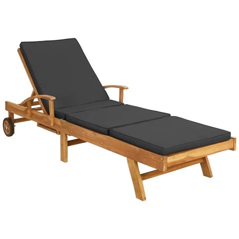 Lettino da sole Marrone e grigio scuro Legno di teak solido - Foto 1