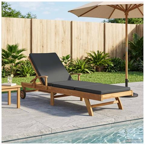 Lettino da sole Marrone e grigio scuro Legno di teak solido - Foto 2