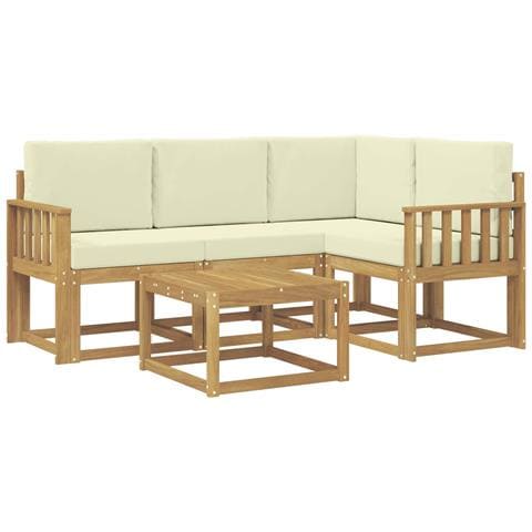 Set di divani da esterno con cuscino 5 pcs Bianco e Crema - Foto 1
