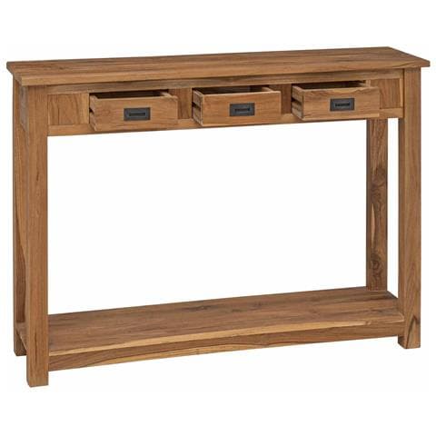 Tavolo consolle Naturale 110 x 30 x 80 cm Legno di teak solido - Foto 2