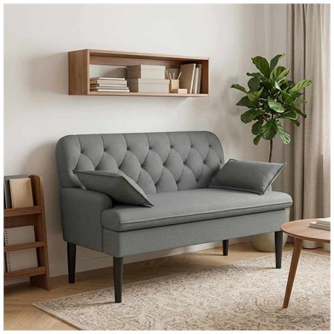 Loveseat con bottoni imbottiti Grigio Scuro 111 x 68 x 80 cm - Foto 2