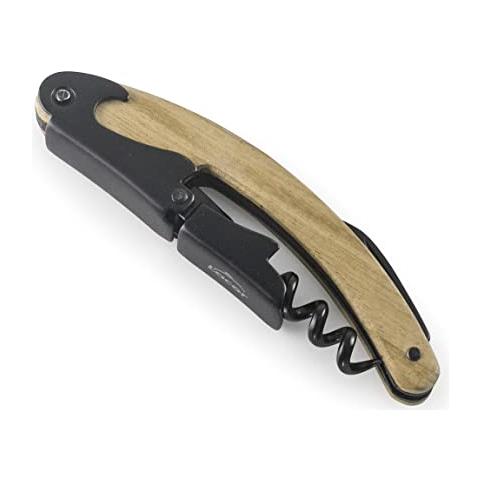 63046 - Cavatappi da cameriere, in legno e acciaio inox, cavatappi + apribottiglie + lama - Foto 1