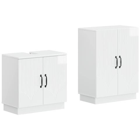 Set di Armadi da Bagno da 2 Pezzi HOORN Bianco Lucido - Foto 1