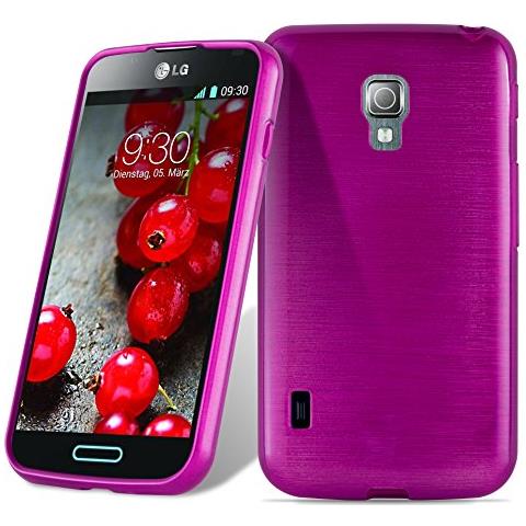 Custodia Compatibile Con Lg L7 Ii (2.gen 2.sim) In Rosa - Coperchio Protettivo In Silicone Tpu Flessibile Con Design Spazzolato - Foto 1
