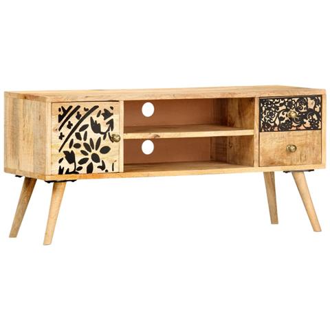 Mobile Porta Tv 100x30x45 Cm In Legno Massello Di Mango - Foto 1