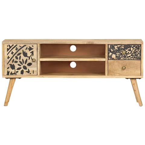 Mobile Porta Tv 100x30x45 Cm In Legno Massello Di Mango - Foto 2