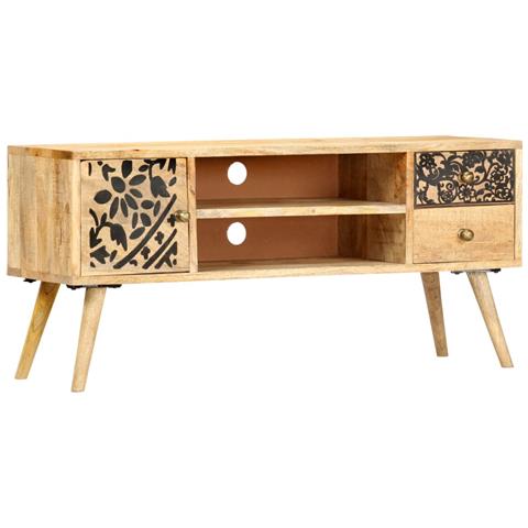 Mobile Porta Tv 100x30x45 Cm In Legno Massello Di Mango - Foto 10
