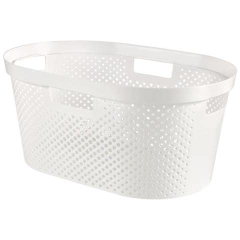 Cesto Portabiancheria 40l Infinity Dots - Plastica Riciclata - Bianco - Foto 1