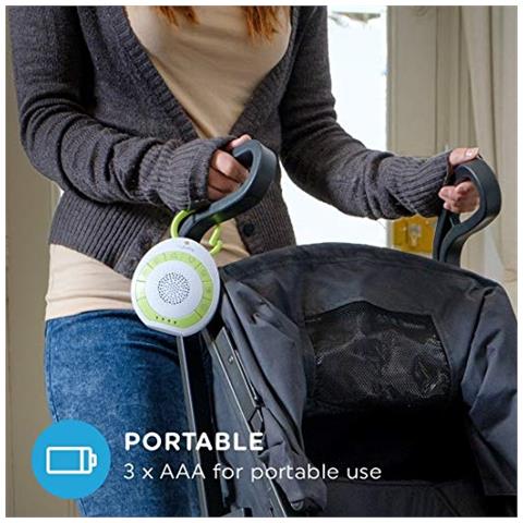 Soundspa On-the-go Soother Il Sonno Di Aiuto 4 Suoni Rilassanti Volume Regolabile Di Controllo E Clip Per Carrozzine Passeggini Passeggini Borse Fasciatoio Seggiolini Auto Piccolo E Leggero Temporizzatore Auto - Foto 4