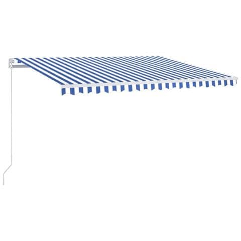 Tenda da Sole Retrattile Manuale con LED 400x350 cm Blu Bianco - Foto 1