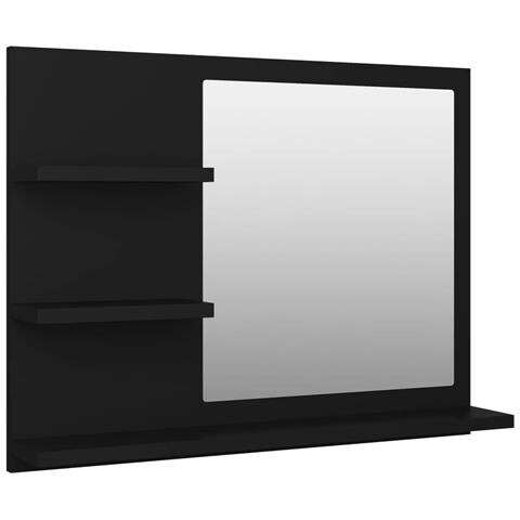 Specchio da Bagno Nero 60x10,5x45 cm in Legno Multistrato - Foto 1