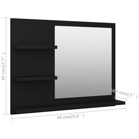 Specchio da Bagno Nero 60x10,5x45 cm in Legno Multistrato - Foto 6