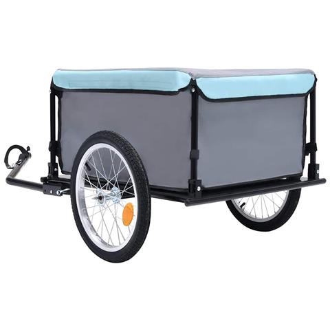 Rimorchio Da Bici Per Il Trasporto Di Merci Nero E Blu 65 Kg - Foto 2
