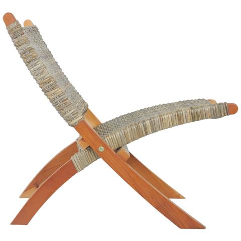 Sedia Relax in Rattan Kubu Naturale e Legno Massello di Mogano - Foto 2