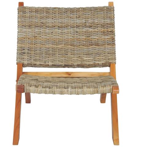 Sedia Relax in Rattan Kubu Naturale e Legno Massello di Mogano - Foto 7