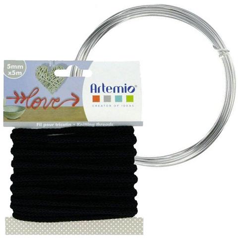 Filato Per Maglieria Nero 5 Mm X 5 M + Filo Di Alluminio - Foto 1