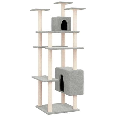 Albero Per Gatti Con Tiragraffi In Sisal Grigio Chiaro 162 Cm - Foto 1