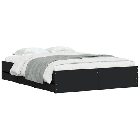 Giroletto Con Cassetti Nero 140x190 Cm In Legno Multistrato - Foto 3