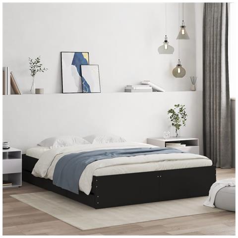 Giroletto Con Cassetti Nero 140x190 Cm In Legno Multistrato - Foto 1