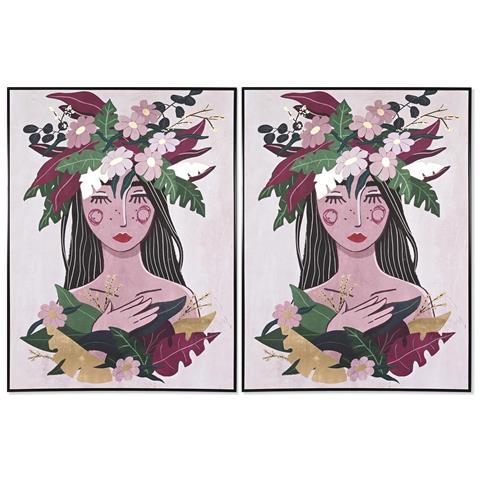 Quadro Dkd Home Decor 103 X 4,5 X 143 Cm Fiori Scandinavo (2 Unità) - Foto 1