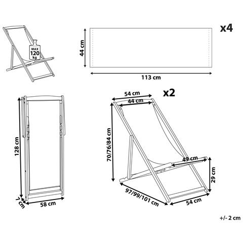 Set Di 2 Sedie Sdraio Legno Scuro Giallo E Grigio Anzio - Foto 7