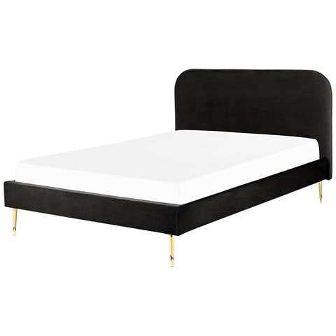 Letto Velluto Flayat 160 X 200 Cm Nero - Foto 2