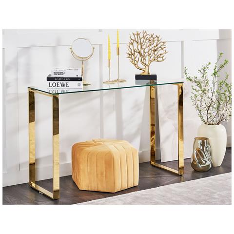 Tavolino Consolle Tilon Vetro Temperato Oro - Foto 1