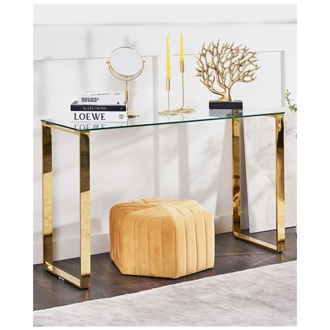 Tavolino Consolle Tilon Vetro Temperato Oro - Foto 7