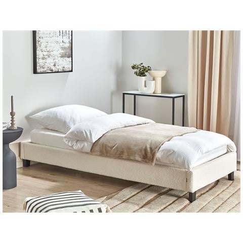Letto Senza Testata Bouclé Roanne 90 X 200 Cm Beige Chiaro - Foto 1