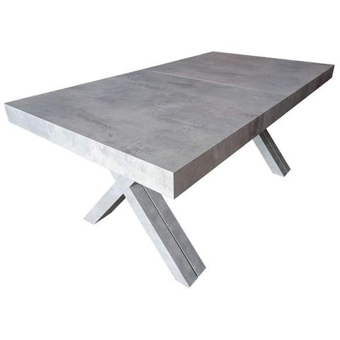 Tavolo Rettangolare A Croce Allungabile In Finitura Beton Nobilitato L. 180 P. 100 H. 76 - Foto 1