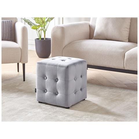 Pouf Wisconsin Velluto Grigio - Foto 1