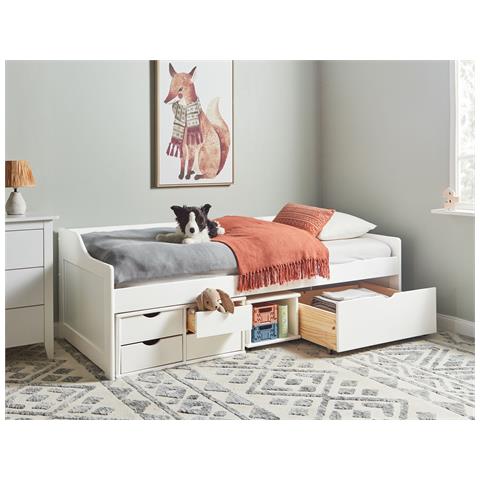 Letto Da Giorno Con Contenitore Legno Di Pino Royville 90 X 200 Cm Bianco - Foto 1