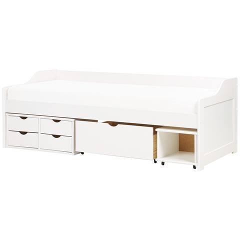 Letto Da Giorno Con Contenitore Legno Di Pino Royville 90 X 200 Cm Bianco - Foto 2