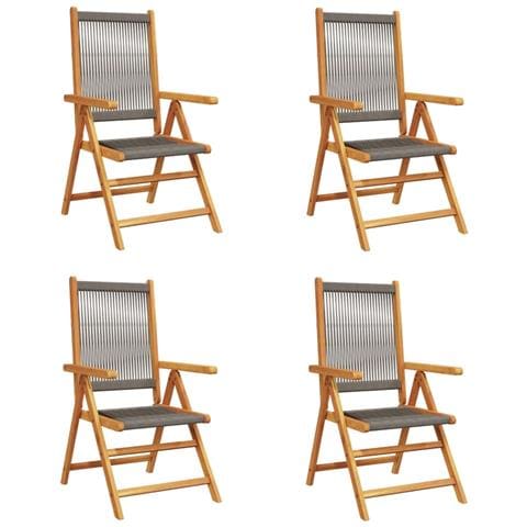 Sedie Da Giardino Reclinabili 4pz Grigie Legno Massello Acacia - Foto 2