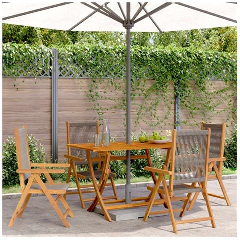 Sedie Da Giardino Reclinabili 4pz Grigie Legno Massello Acacia - Foto 1