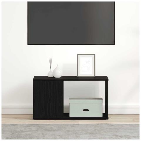 Mobile Porta TV Rovere Nero 60x24x32 cm in Legno Multistrato - Foto 1