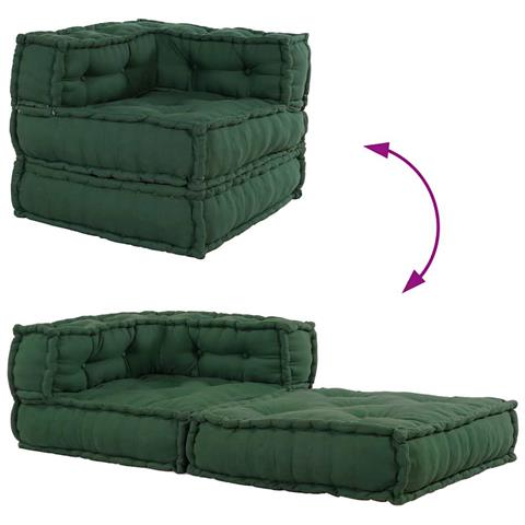 Pouf Modulare Verde 70x70x54 in Tessuto - Foto 2