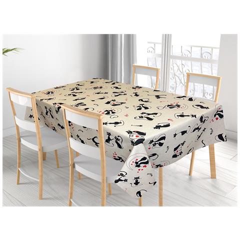 Tovaglia Per Salotto Cucina In Miros Misto Cotone Made In Italy Cat Nero Rp 140x300 Cat Nero - Foto 1