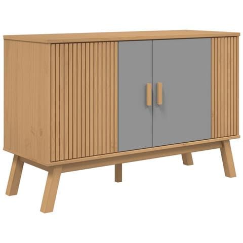 Credenza Olden Grigia E Marrone 114x43x73,5 Cm Massello Di Pino - Foto 2