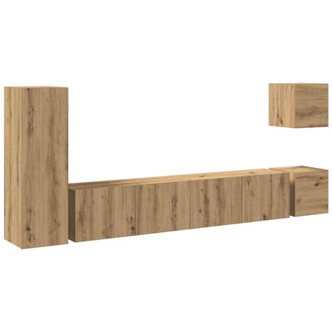 Set Mobile Tv 5 Pz Montato A Parete Rovere In Legno Multistrato - Foto 2
