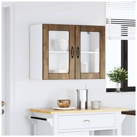 Pensile Da Cucina Con Porta In Vetro Lucca Rovere Fumo - Foto 3