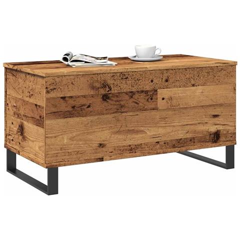 Tavolino Da Salotto Legno Antico 90x44,5x45 Cm In Truciolato - Foto 3