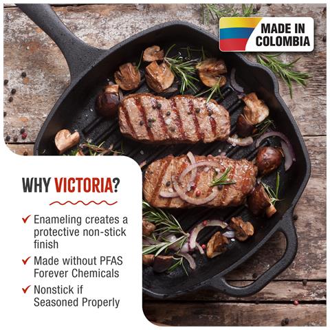 39561 Bistecchiera In Ghisa Smaltata Induzione 25x25cm Per, Fuoco, Barbecue, Forno Nero - Foto 2