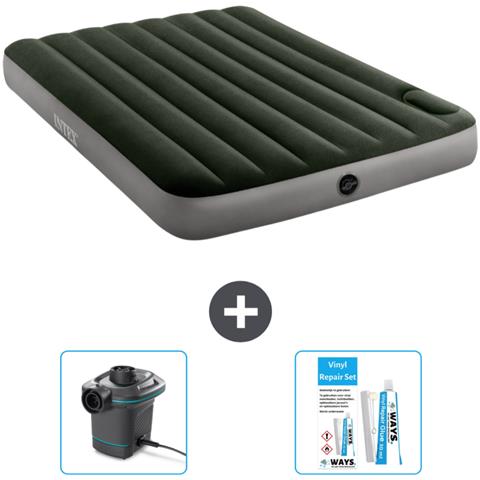 Set Materassino Gonfiabile - 191x137x25 Cm - Verde - Include Accessori Coordinati Cb14 - Foto 1